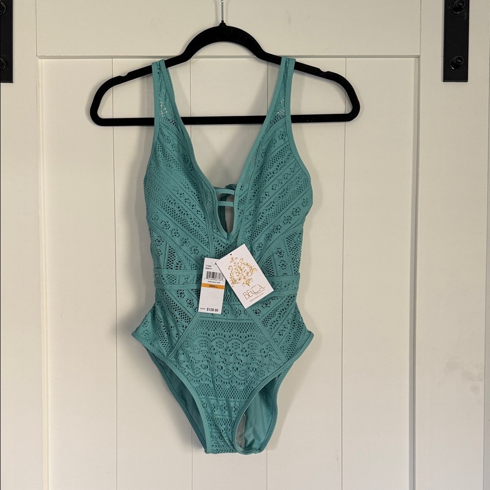 BECCA Teal Lace One Piece Swimsuit